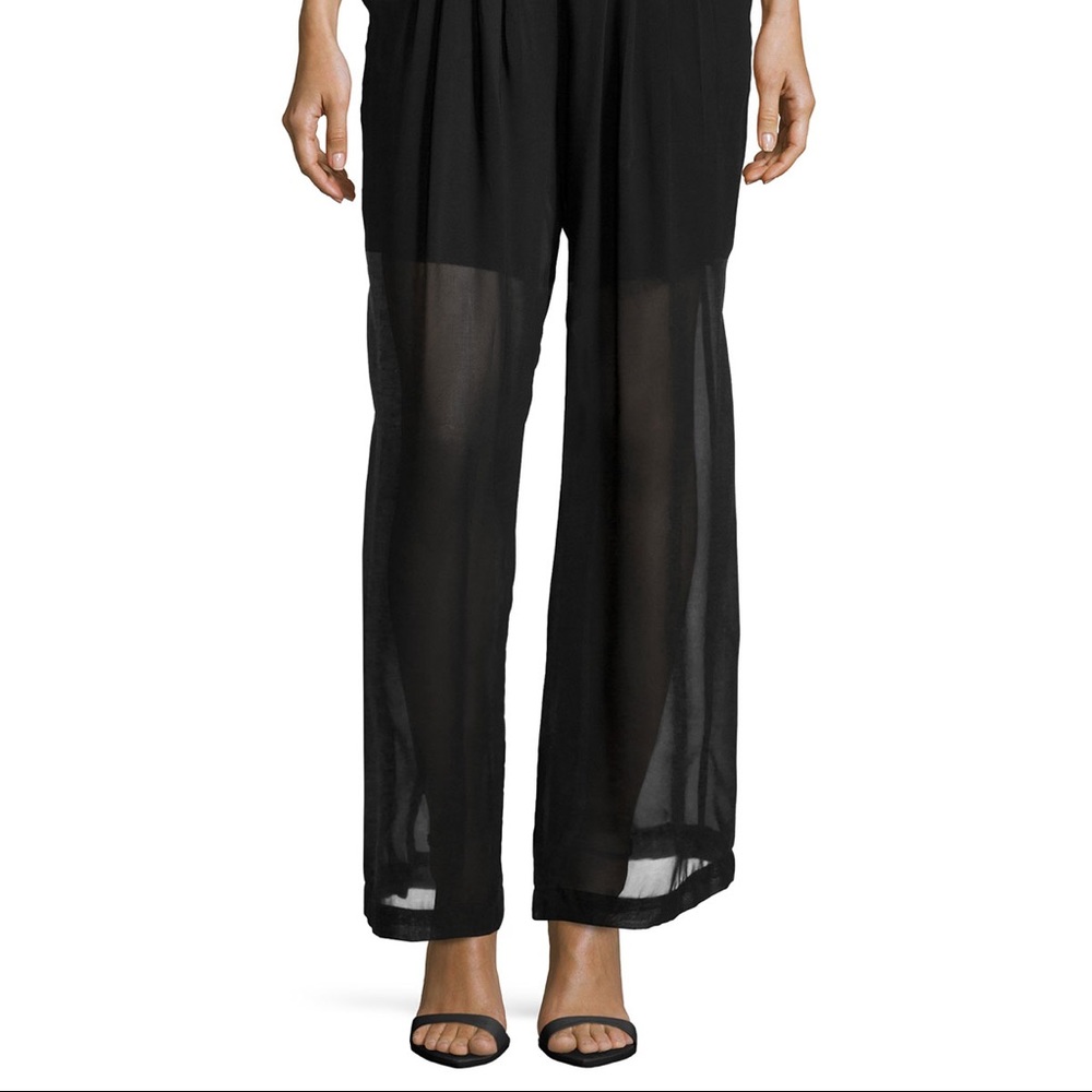 Philosophy Black Sheer Wide Leg Semi Sheer Pants S